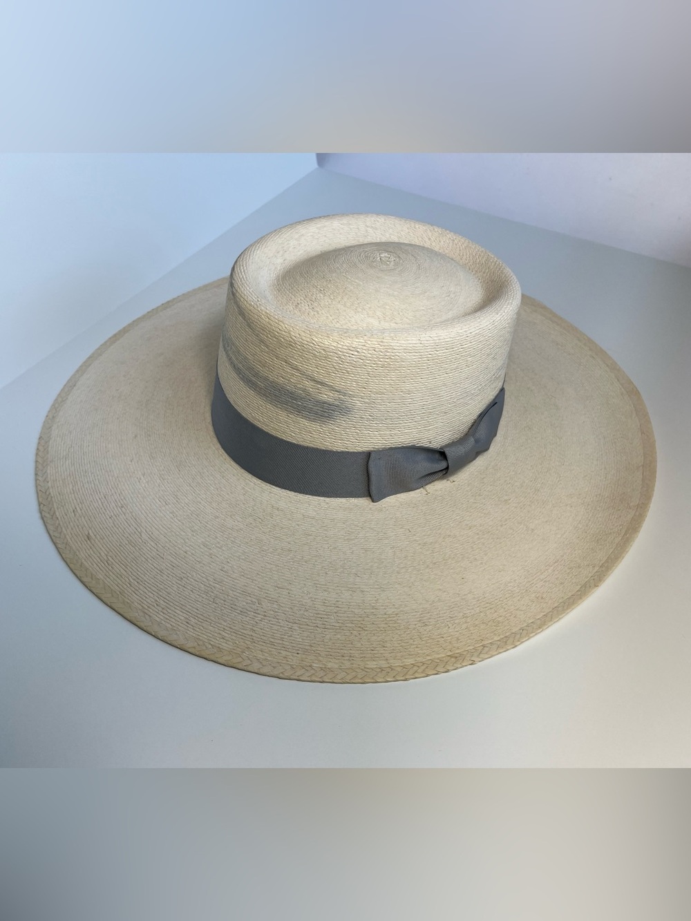 Atwood Hat Buckaroo Fitted 7 1/2 Palm Leaf 7X Wide Flat Brim Western Long Oval